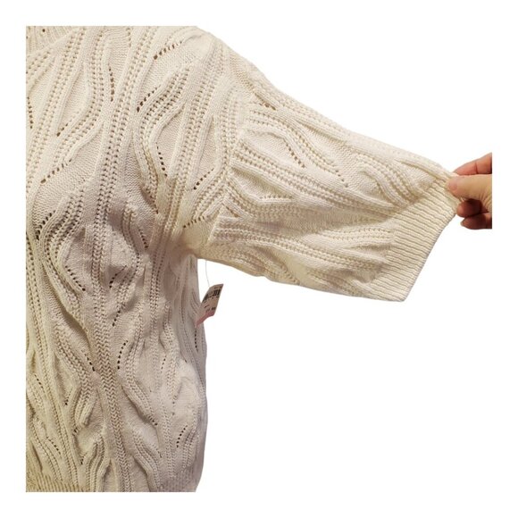 NWT VINTAGE Distinction SZ S/M 100% Cotton Cable Knit Crew Neck Sweater - Picture 4 of 11